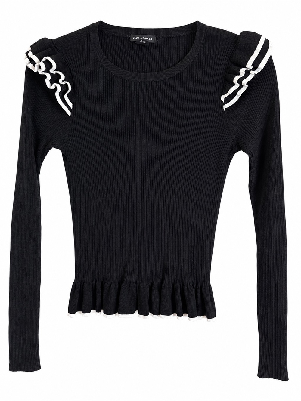 🌺Club Monaco Ruffled Skarlie Ribbed Sweater - Picture 4 of 6